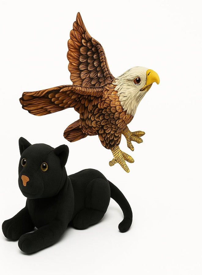 DTR Creation Cute Eagle & Panther Plush Toy Combo - 30 cm Soft Stuffed Animals for Kids | Super Soft & Huggable for Boys & Girls (Pack of 2) - Image 2